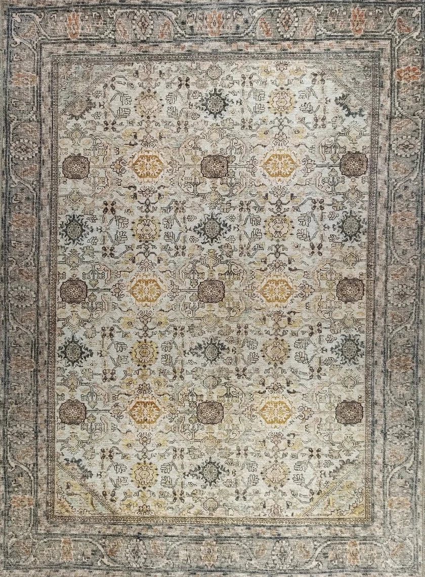 Karta Rug Turkish Vintage Beige Brown Floral Rug - famerugs