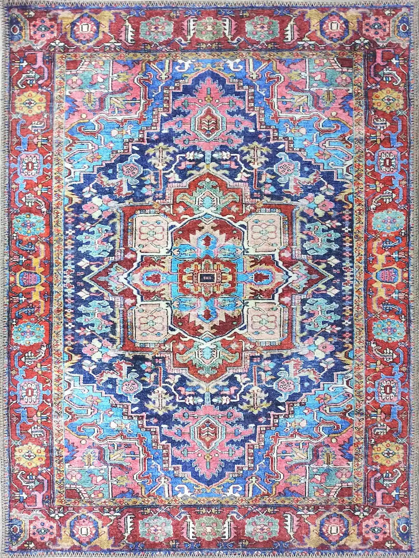 Dala RugVintage Pink Navy Blue Rug - famerugs