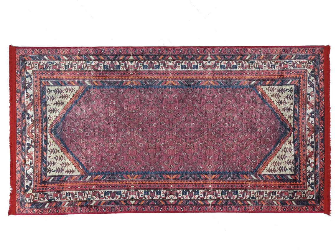 Cheka Turkish Red Beige Runner - famerugs