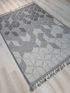 Gri Turkish Modern Kilim Gray Rug - famerugs