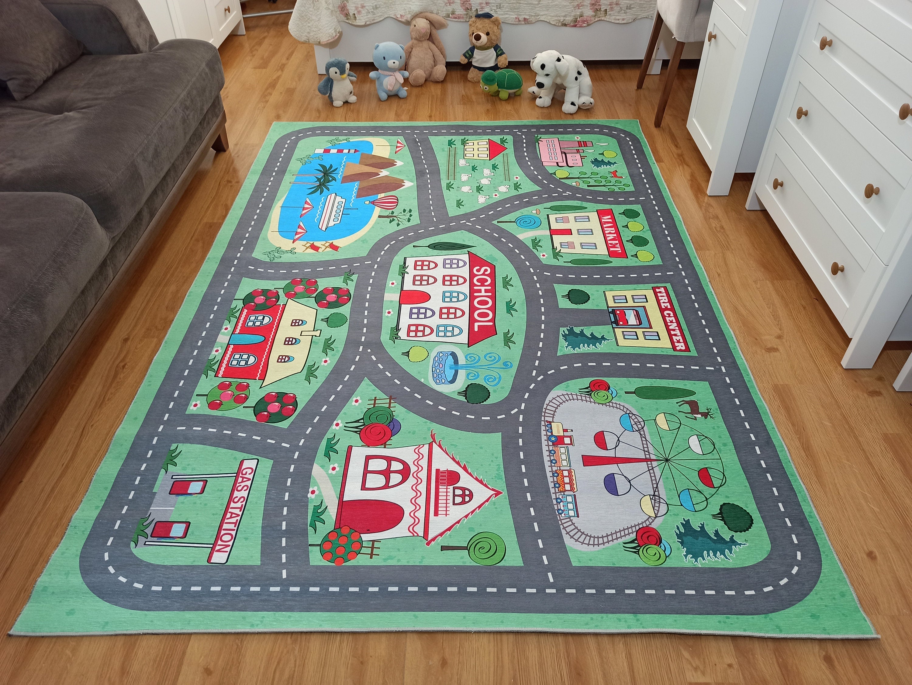 Green Road Rug Play Mat - famerugs