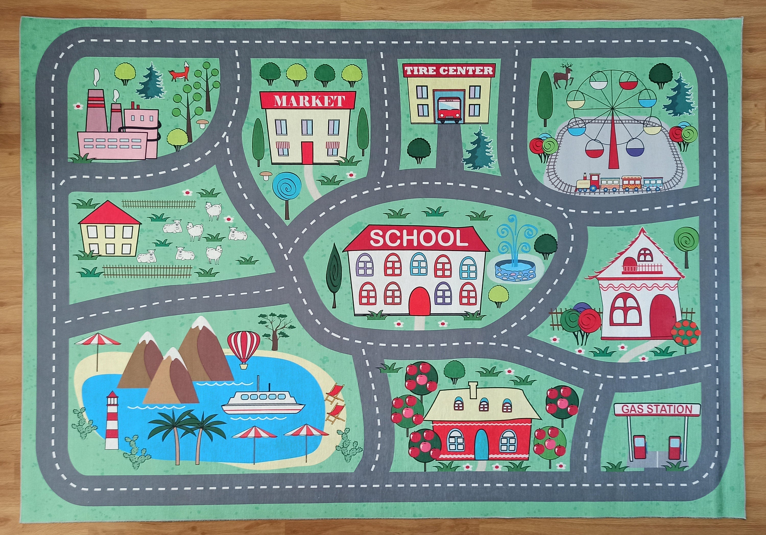 Green Road Rug Play Mat - famerugs