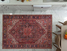 Hana Rug Persian Central Medallion Burgundy Claret Red Pink Rug - famerugs