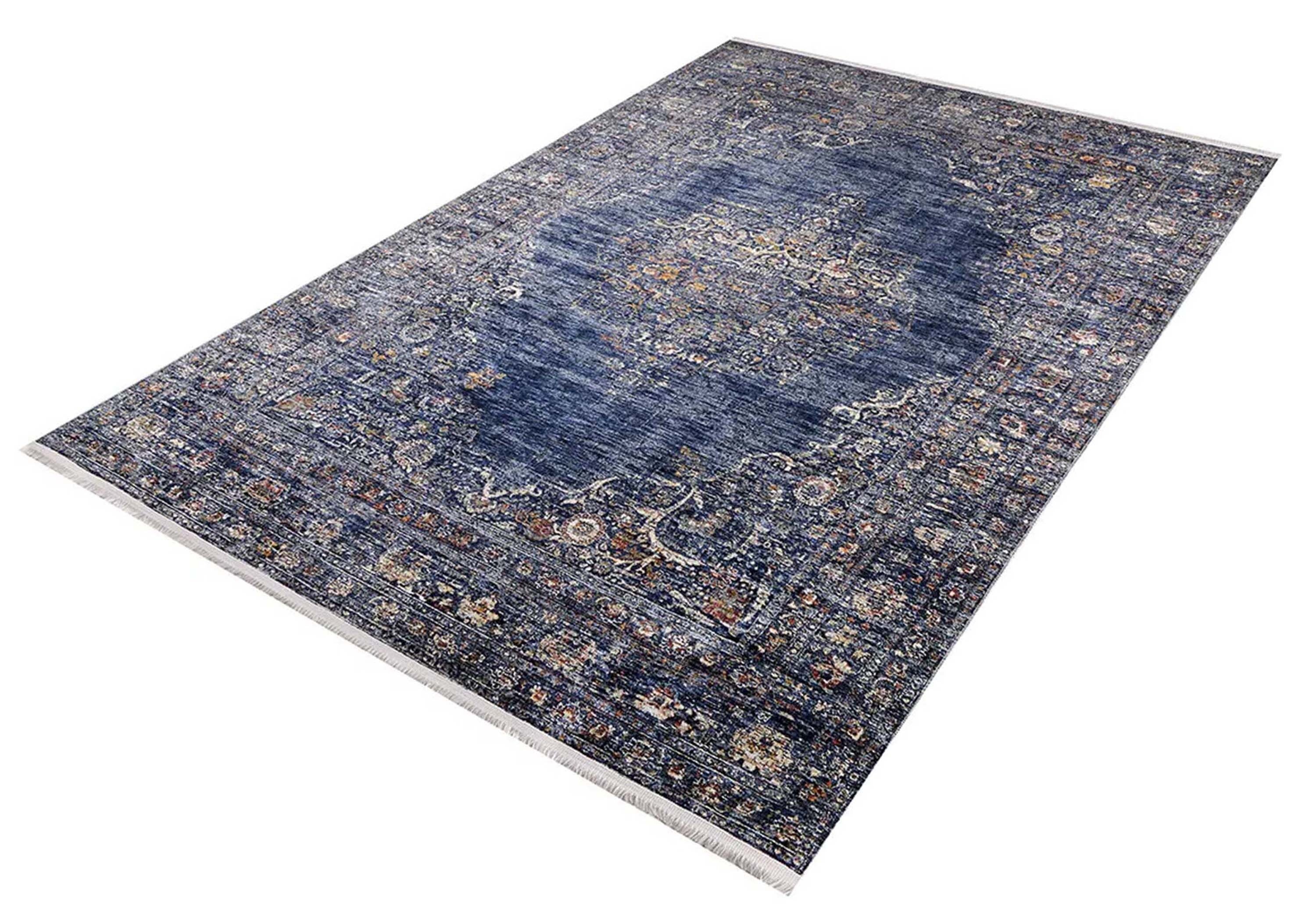 2x3 Turkish Blue Rug, Small Area Rugs 3x5 4x6 Traditional Vintage design Luxury Rugs for Kitchen Bathroom Bedside Bedroom Entryway Laundry - famerugs