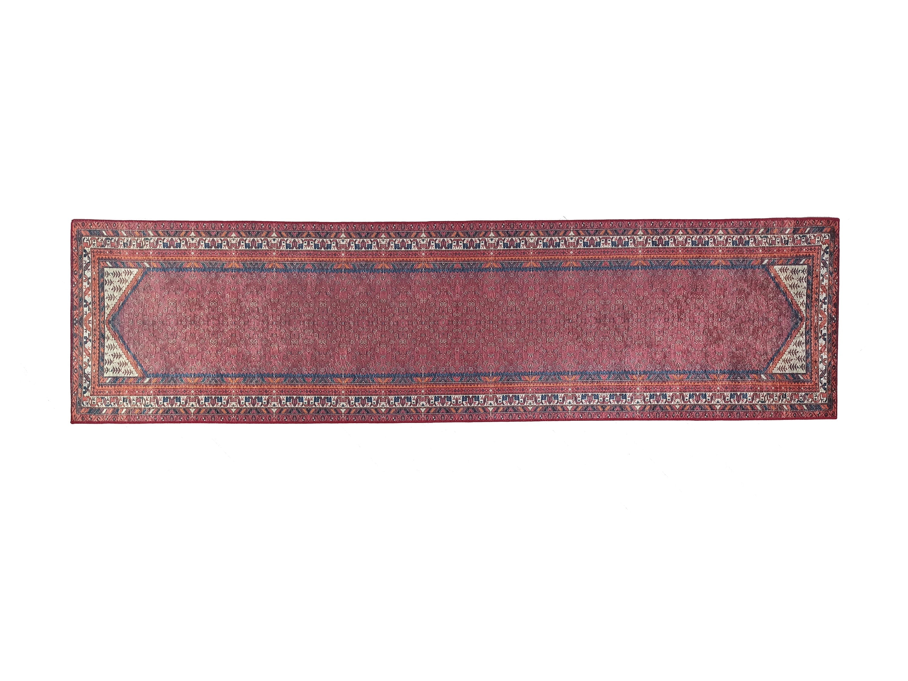 Cheka Turkish Red Beige Runner - famerugs