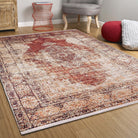 2x3 Turkish Beige Rug, Rust Small Area Rugs 3x5 4x6 Traditional Vintage Tapis Gift for Mom Kitchen Bathroom Bedside Bedroom Entryway Laundry - famerugs