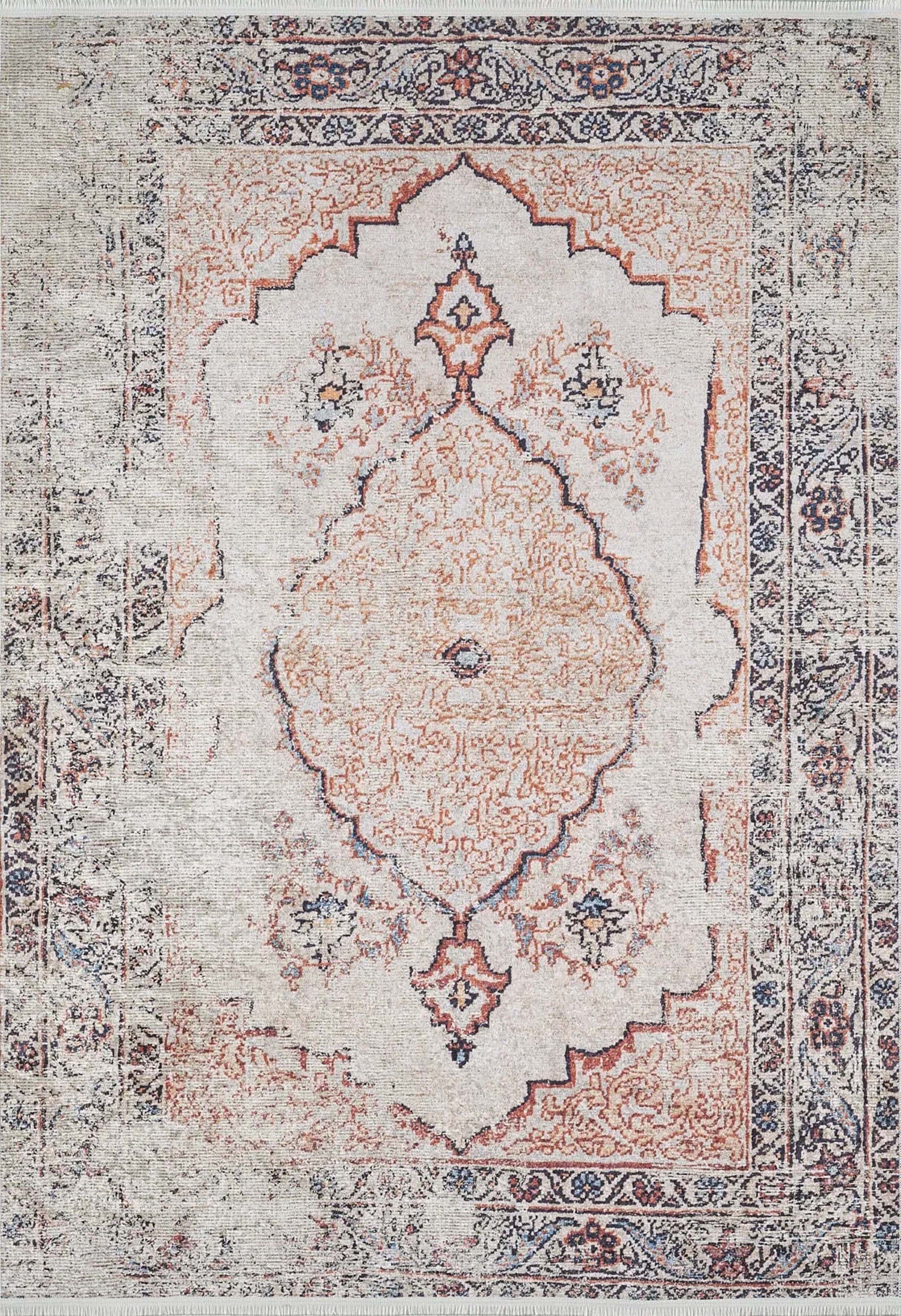 2x3 Turkish Rug, Small Area Rugs 3x5 4x6 Beige Orange Distressed Medallion Traditional Vintage Tapis Kitchen Bathroom Bedroom Entryway Entry - famerugs