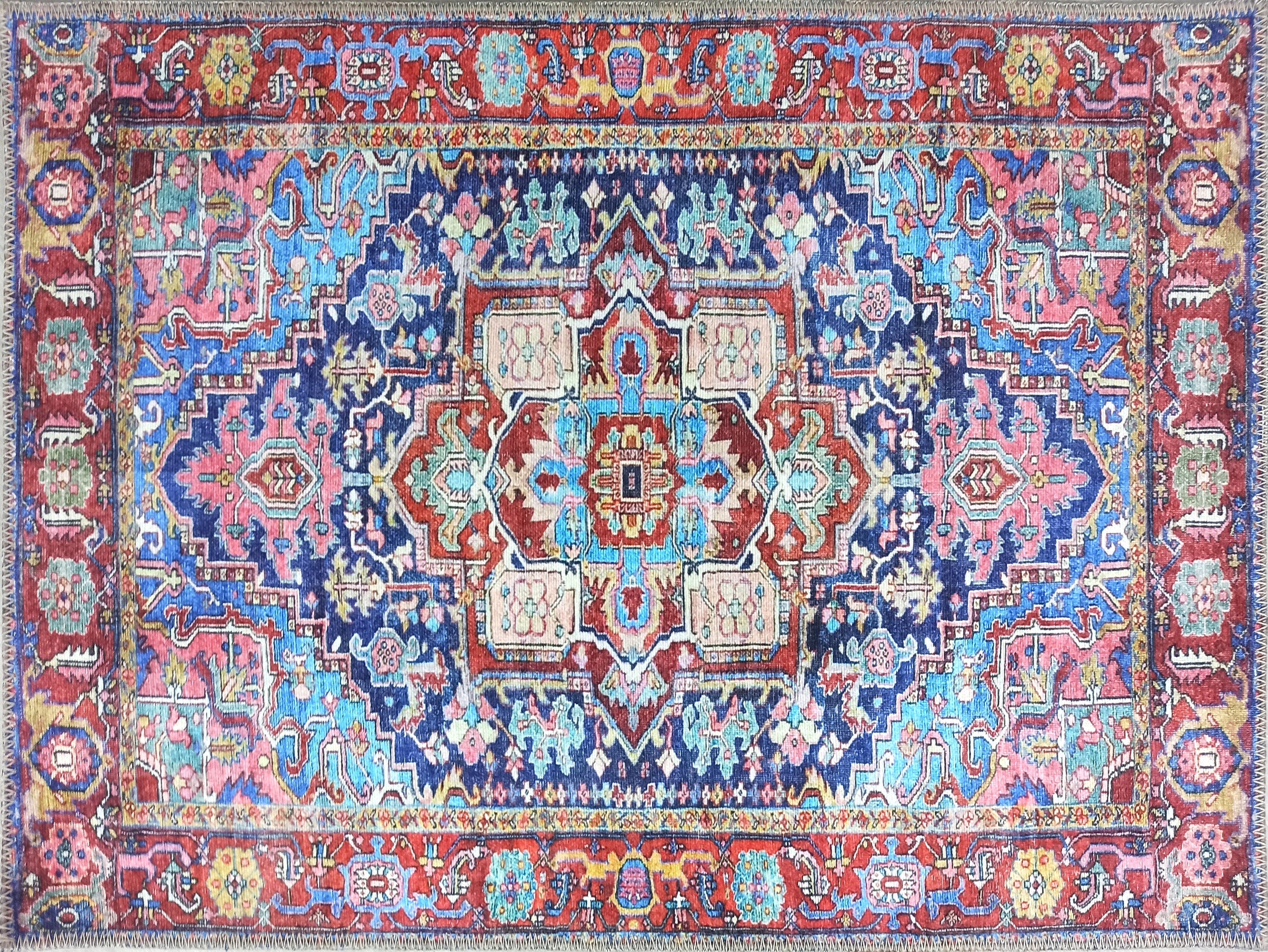 Dala RugVintage Pink Navy Blue Rug - famerugs