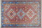 Adia Rug Turkish Red Orange Blue Rug - famerugs