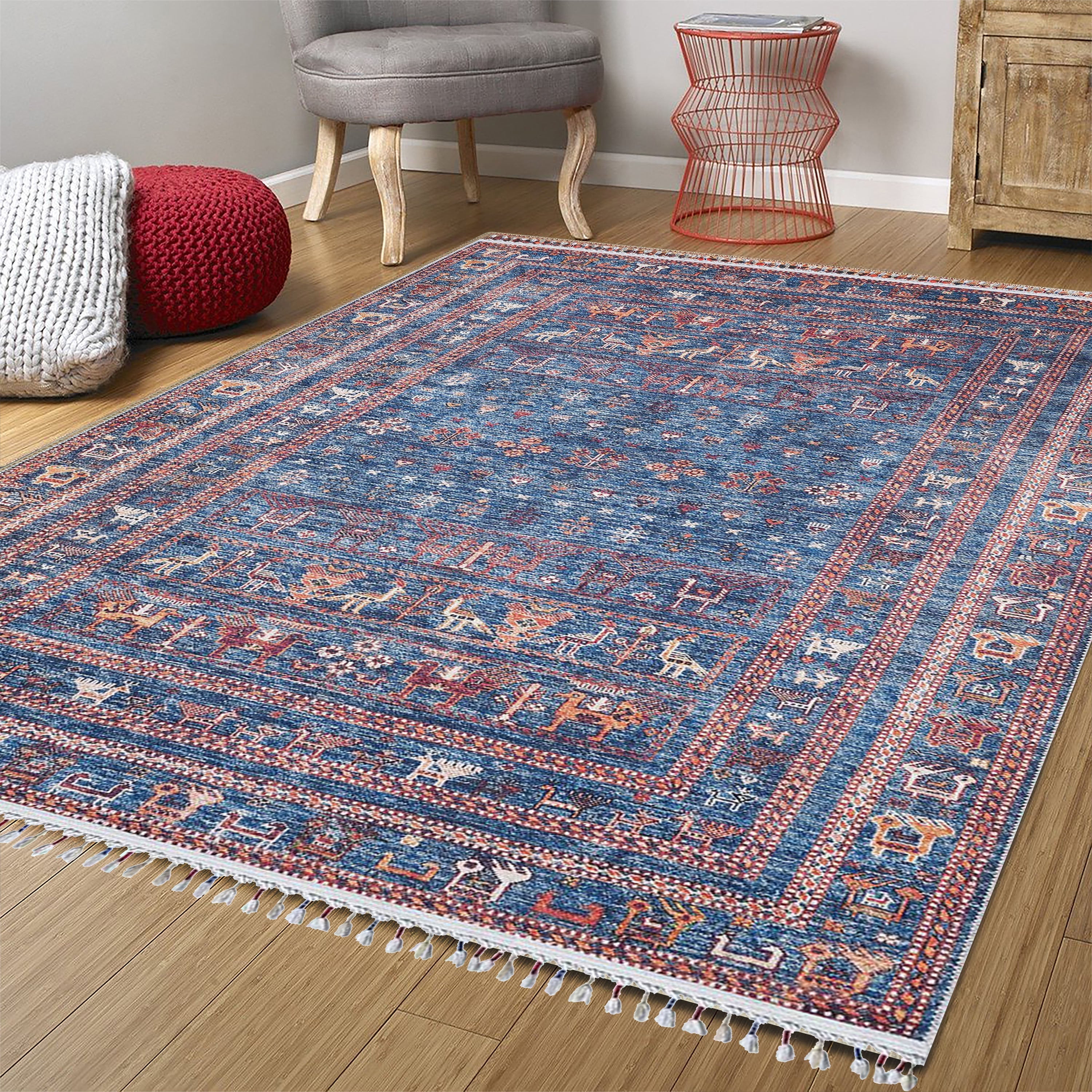 Ayda Turkish Oriental Blue Rug - famerugs