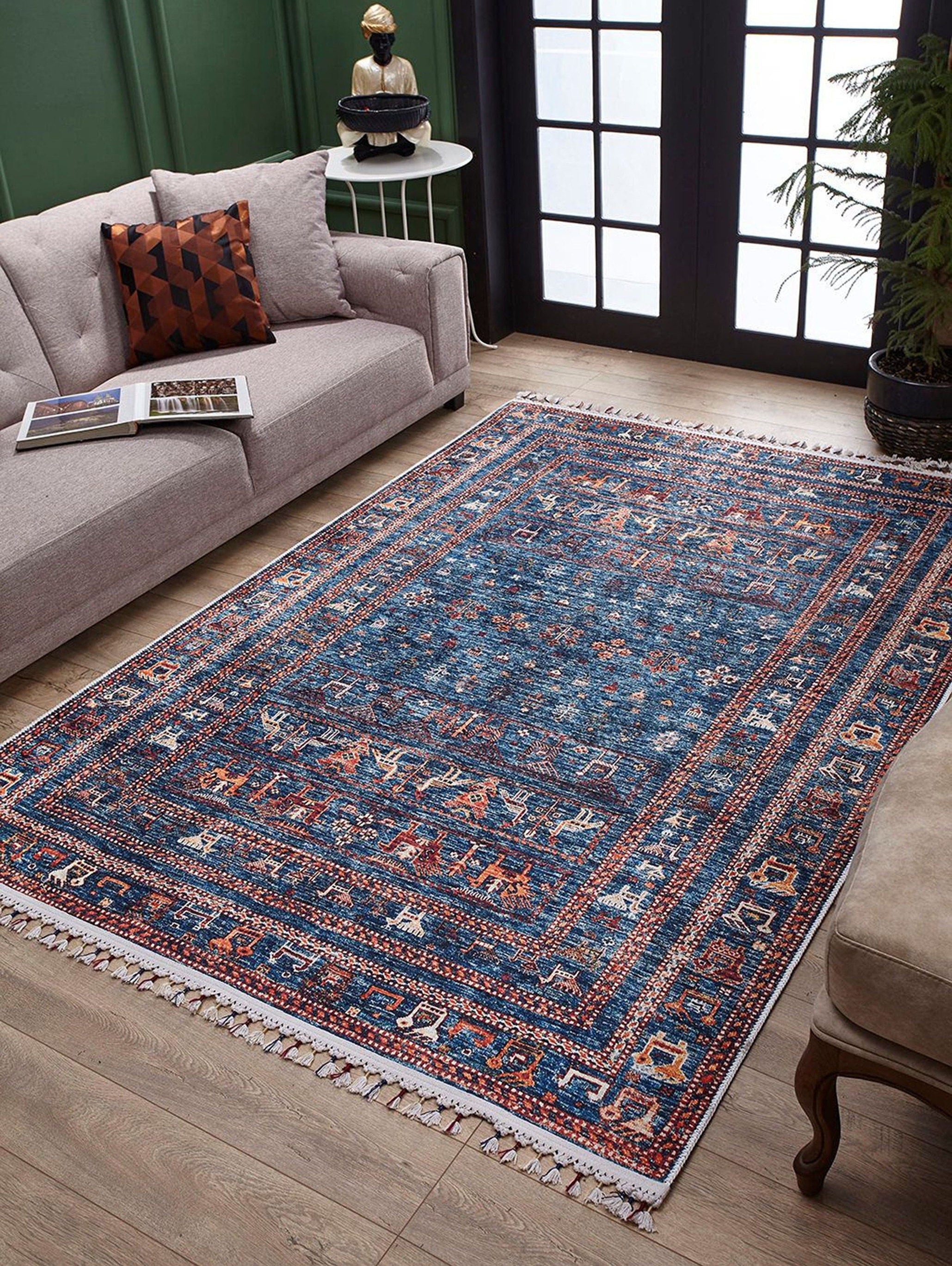 Ayda Turkish Oriental Blue Rug - famerugs