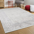 Diala Neutral Distressed Turkish White Gray Rug - famerugs