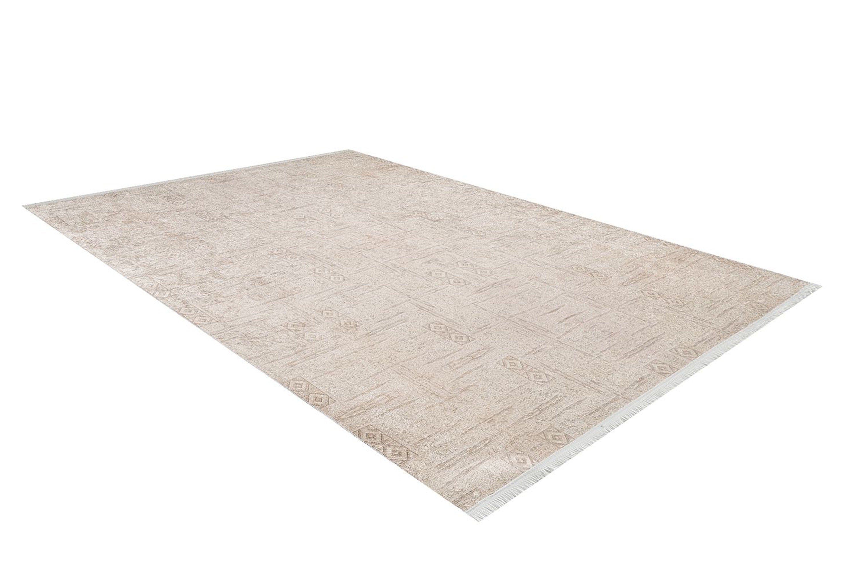 Bella Turkish Muted Tribal Solid Beige Rug - famerugs