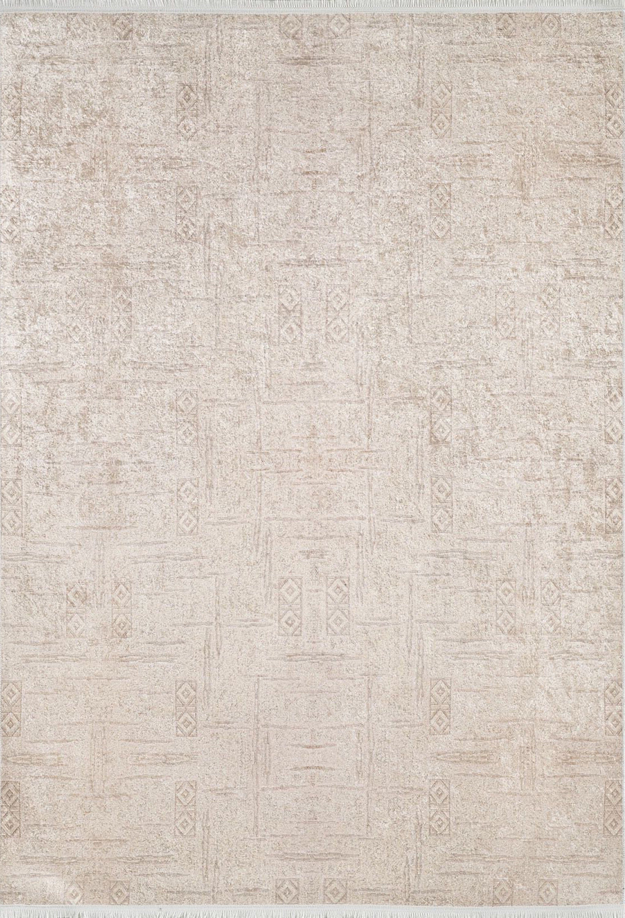 Bella Turkish Muted Tribal Solid Beige Rug - famerugs