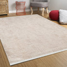 Bella Turkish Muted Tribal Solid Beige Rug - famerugs