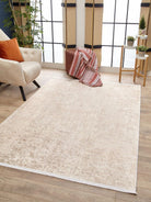 Bella Turkish Muted Tribal Solid Beige Rug - famerugs