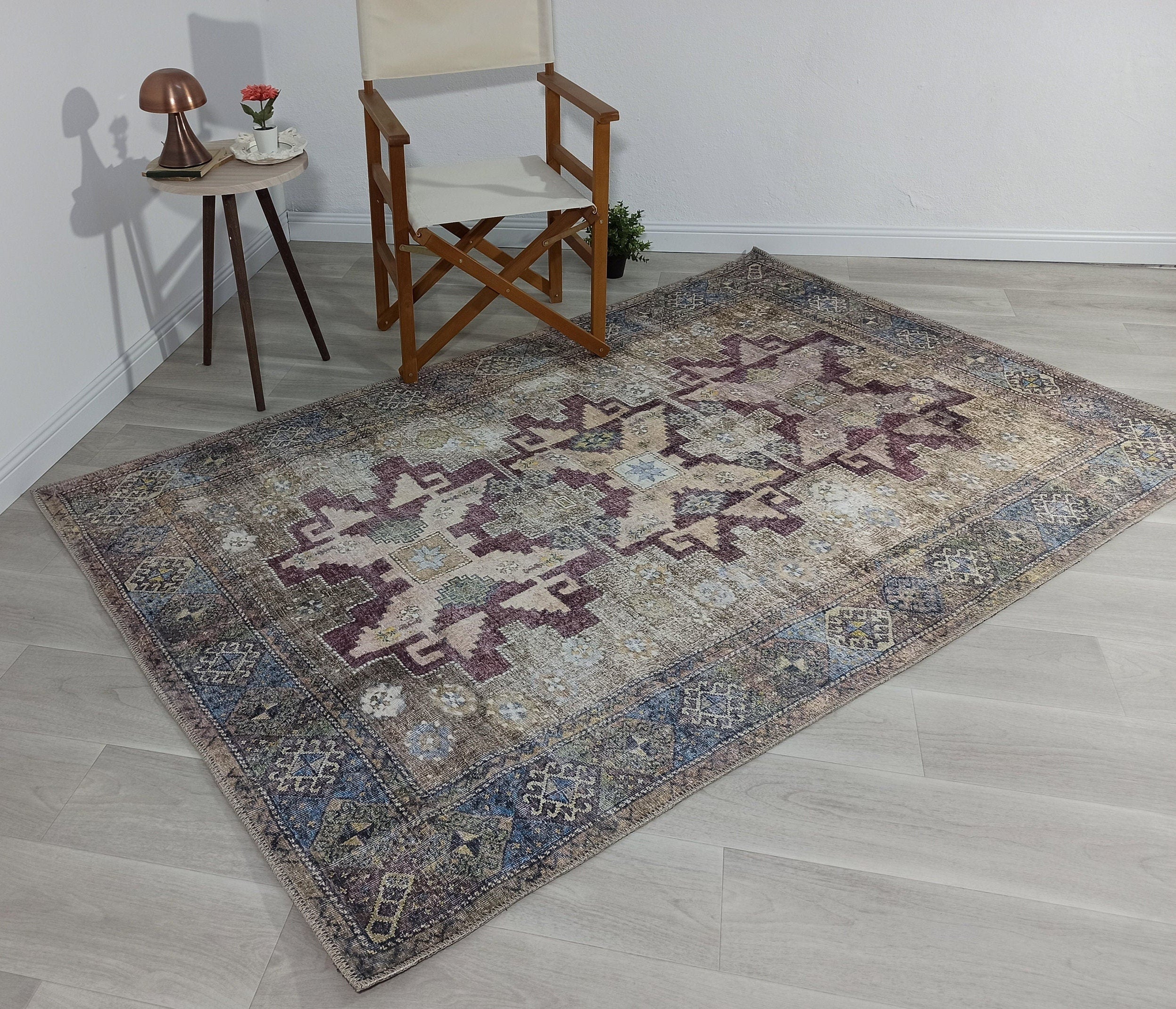 Alma Rug Turkish Beige Green Earth tones Rug - famerugs