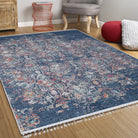 Fiona Floral Turkish Teal Blue Rug - famerugs